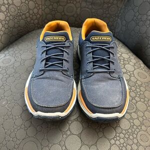 Skechers Men's Blue and Orange Casual Slip-in Shoes Size 9.5